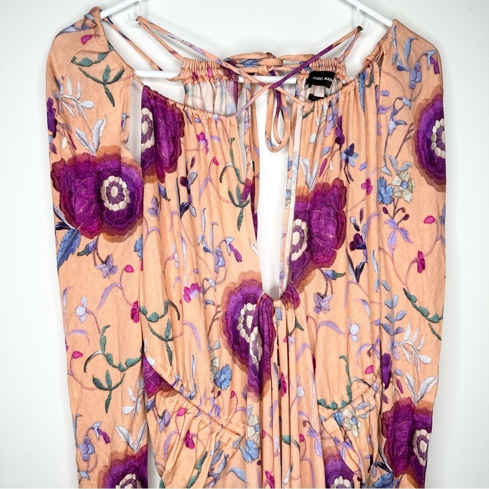 NWT Isabel Marant Jadessi Floral-Print Strappy Cutout Midi Dress Size 40 US 10 - Picture 5 of 11